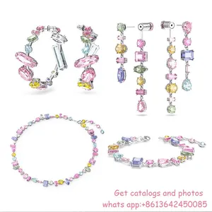 Swarovsky Rings Gema Drop Earrings 5613737 Sparkling Necklace 55613738 Round Mujer Cristales Bracelet 5613739 thumbnail-1