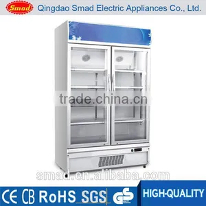 Upright Double Door Beverage Display Showcase Refrigerator For Store and Supermarket thumbnail-1