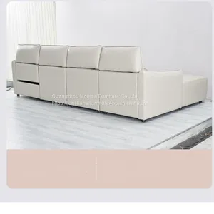 New Designer Italian Corner L-Shaped Sofa Electric Function Rear Lying Headrest Adjustable Sofa Combination thumbnail-5