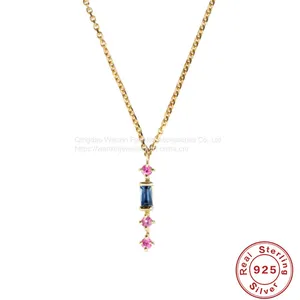 S925 Sterling Silver Long Quality Zircon Collar Chain thumbnail-1