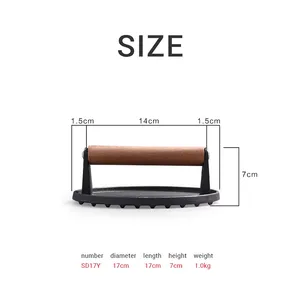 Hot Sale Smash Burger Press Kit, Round & Rectangle Meat Press for Griddle, Cast Iron Grill Press With Upgrade Wooden Handle thumbnail-2