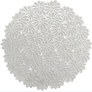 Round PVC Placemats Set of 6, 38CM Waterproof Heat Resistant Table Mats, Spring Color Easy Clean Dining Mats for Home Kitchen thumbnail-1