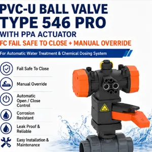 PVC-U Ball Valve Type 546 Pro With PPA Actuator FC Fail Safe Close Manual Override ASTM Socket thumbnail-1