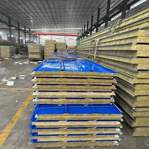 Fireproof Rock Wool Sandwich Panel for Prefab House Wall & Roof thumbnail-1