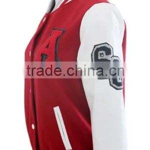 Red Wool Leather Varsity Letterman Jacket thumbnail-2