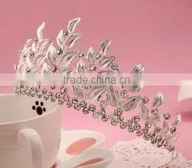 New Design Wholesale Leaf Bridal Crystal Rhinestone Crown thumbnail-2