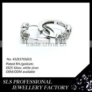 2015 Fashion Double Love Fish Kiss Christmas Sterling 925 Silver Rhodium Plated Huggie Earrings for Women thumbnail-4