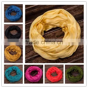 Trend All-match Dubai Muslim Man Women Neck Warmer Real Silk Solid Infinity Scarf thumbnail-1