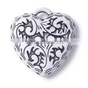 Wholesale Cheap Loose Colorful Acrylic Solid Heart Bead Accessory thumbnail-1