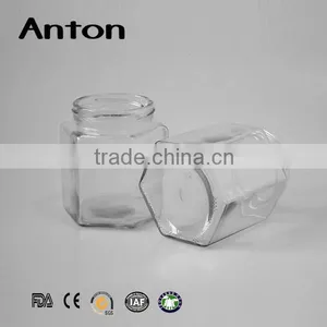 350ml Tableware Manufacturer Large Hexagonal Glass Storage Jars thumbnail-1