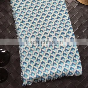 Blue Summer Scarf, Aztec Scarf, Print, Shawl Wrap,Oversize Pashmina Scarf,Geometric Scarf thumbnail-1
