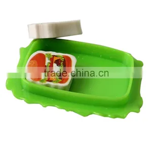 Hot Sale Two Hole Creative Cute Fashion Hamburger Shaped Plastic Pencil Sharpener With 2 Erasers Novelty Children Study Tools thumbnail-6
