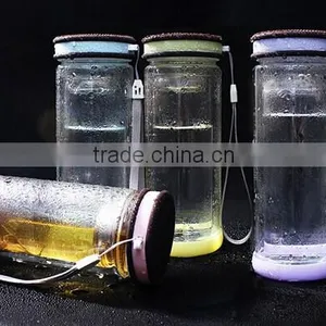Double Wall Borosilicate Glass Water Bottle PP Material With Strainer thumbnail-5