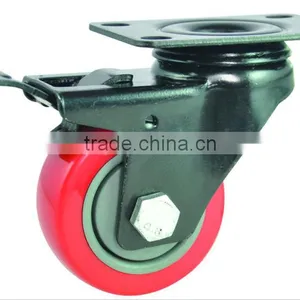100mm Red pu Caster Wheel,furniture Castor,trolley Wheels thumbnail-1