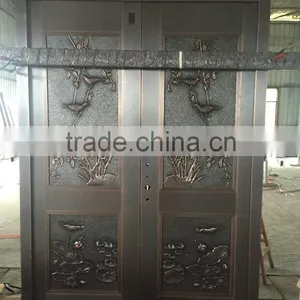 2016 Hotsale Classic Luxury Villa Design Exterior Security Bronze Copper Door From China Supplier Quality Choice thumbnail-2