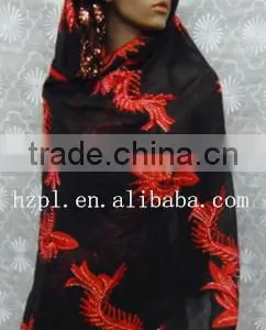 African Muslim Scarf for Women/embroidered Silk Scarf/shawl Scarf (TJ0046) thumbnail-1