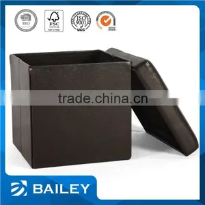 Home Furniture Cube Single Faux Leather Fold Storage Ottoman Stool thumbnail-2