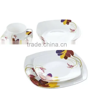20pcs Ceramic Square Dinner Set, Porcelain Black Square Plate Set thumbnail-6