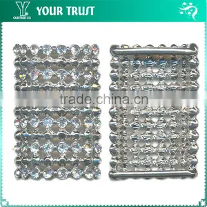 4MM Clear Cystal Drop Rhinestone Frame Rhodium Metal Belt Buckle thumbnail-2