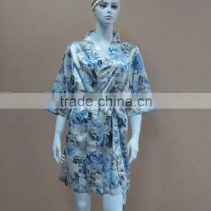 Short Sexy Printing Slik-like Satin Pajamas/ Satin Nightgown thumbnail-1