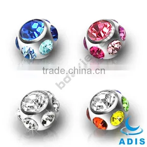 Dongguan Wholesale Steel 3mm Multi-Crystal Ball for Labret Stud thumbnail-1