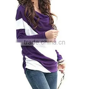 2015 Lastest Longest Sleeve Color Split Slant Pockets Boat Neck Shirt thumbnail-1