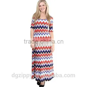 2016 New Fashion Design Plus Size Pakistani Chevron Print Maxi Dress thumbnail-2