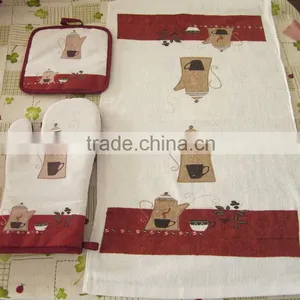 100% Cotton Apron Set Heart Printed Kitchen Towels Heart Towels Heart Shaped Tea Set thumbnail-4