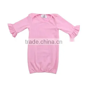 2016 Cotton Knit Infant Toddler Kids Clothing Set Blank Lime Green Red Striped Ruffle Sleeves Baby Gown Christmas Nightgown thumbnail-6