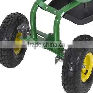 Height Adjustable Rolling Garden Seat With Four Rubber Wheels thumbnail-4