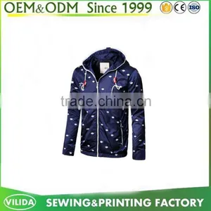 100% Polyester WaterProof Men Jacket Wholesale Printing Running Outer Sports Jacket in Guangzhou Factory thumbnail-2