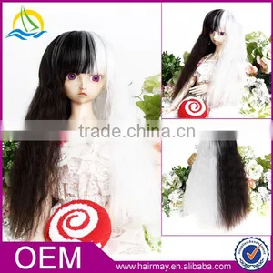 Guangzhou Factory Wholesale Cheap Price Very Long Curly Black/white Synthetic Doll Wig thumbnail-1
