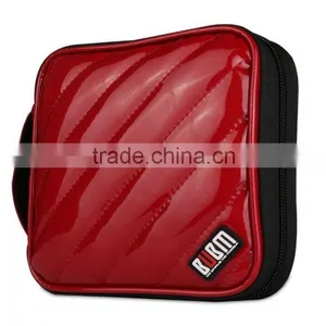 Hot Sale BUBM PU Leather Red Zipper Hand Bag CD Box,CD DVD Case thumbnail-3
