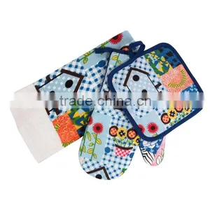 Kitchen Textile Printed Kitchen Towel Set Pot Holder Glove Wholesale China Supplier thumbnail-1