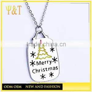 Jingli Jewelry Factory Direct Personalized Christmas Tree Dog Tag Necklaces for Kids (QD-103) thumbnail-1
