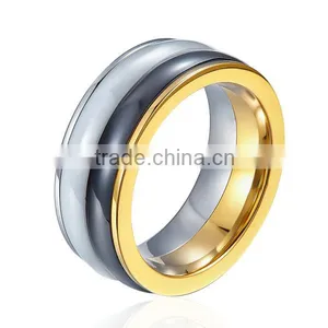 Anniversary, Christmas Gift, New Design Tungsten And Ceramic Combined Ring thumbnail-2