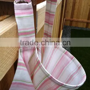 100% Cotton Light Pink White Stripe Woven Fancy Long Apron thumbnail-2