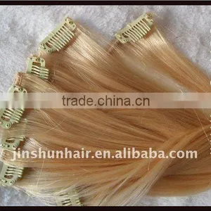 Wefted Hair Extensions With Imported Clips On.- CLIP ON SINGLE DRAWN REMY HAIR WEFTS. thumbnail-1