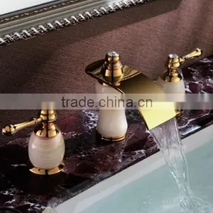 Five Star Hotel Used Double Handle Water Faucet,Taps and Mixers,led Glass Waterfall Basin Tap thumbnail-2
