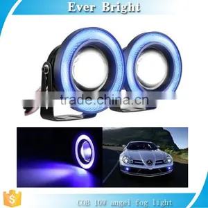 High Power 2.5" 3" 3.5" Cob 10W Projector Universal LED Fog Light w/ Blue COB Halo Angel Eye Rings thumbnail-1
