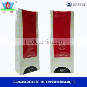 High Barrier Foil Coffee Bean Packaging Bags With Valve and Block Bottom thumbnail-2