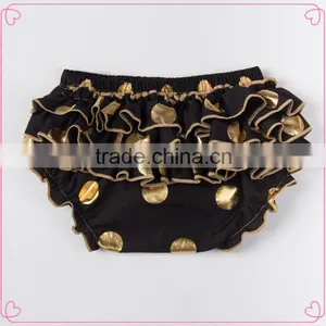 Baby New Design Ruffle Pants Baby Panties Bloomer Wholesale Price Gold Polka Dot Design thumbnail-3