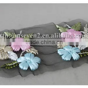 New Selling Trendy Style Fashion Colorful Satin Ribbon Crochet Flower Applique thumbnail-5