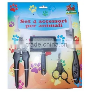 Pet Cleaning Kit Brush Comb Nail Clipper Scissors Set thumbnail-1
