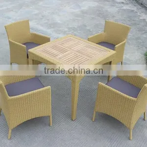 PE Rattan Furniture Dining Set Teakwood Table thumbnail-3