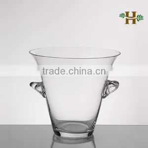 Handmade Glass Pot, Clear Reversible Trumpet Glass Vase thumbnail-1
