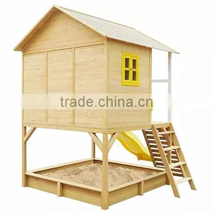 Large Wooden Painted Cubby House Furniture With Slide thumbnail-3
