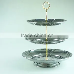 Stainless Steel Metal Flower Plate Salver Metal Decoration With 3 Layer thumbnail-2