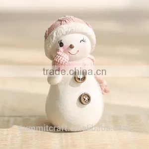 Resin Pink Cute Snowman Figurine Christmas Decorations thumbnail-1