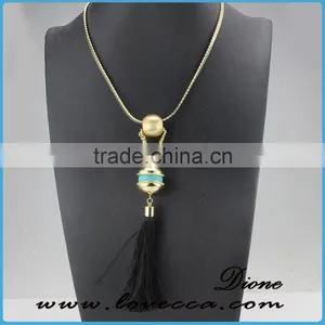 2017 Turquoise Stone Tassel Necklace Long Stone Tassel Necklace thumbnail-1